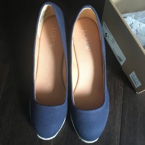 J. Crew Espadrilles wedges closed toe 6.5 navy